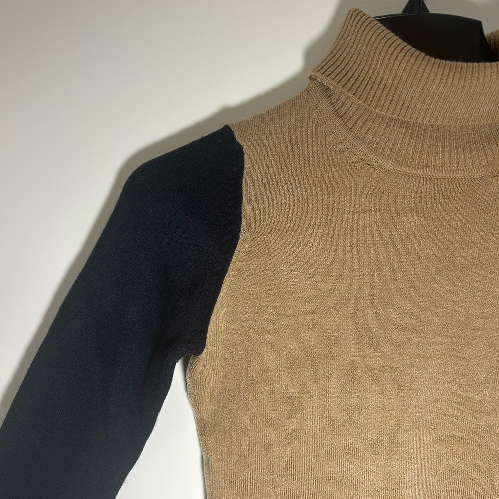 French Connection Navy and Camel Turtleneck Sweater - Picture 2 of 4